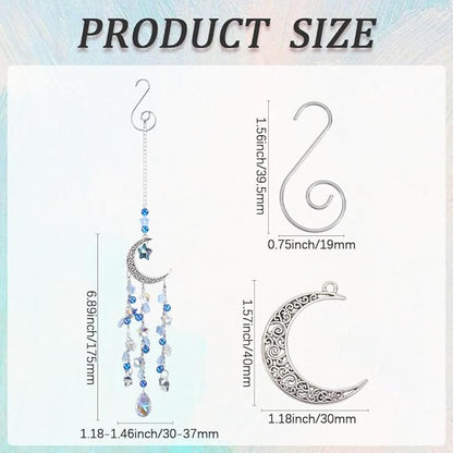 SUNNYCLUE 1 Box DIY 4 Sets Moon Suncatcher Craft Rainbow Catcher Window Moon Star Five Star Pentagram Ab Colored Beaded Teardrop Sun Light Catcher Making Kit for Hanging Ornament Garden Decorations