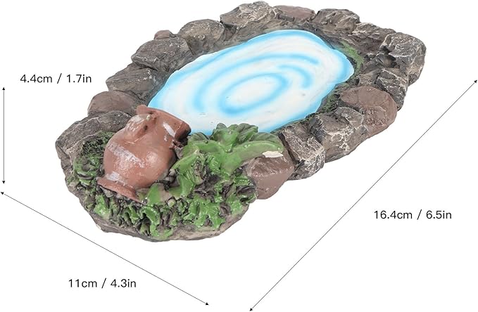 Fairy Garden Rock Pond 6.5in Long Hand Painted Lifelike Durable Resin Miniature Pond for Home Micro Landscape Decoration Miniature Garden Accessories