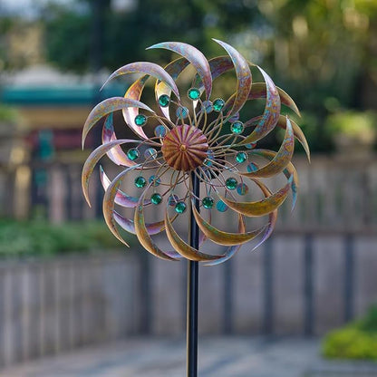 VEWOGARDEN Garden Metal Wind Spinners Outdoor Kinetic Wind Sculptures & Spinners for Yard Lawn Patio Decorations, Copper Green