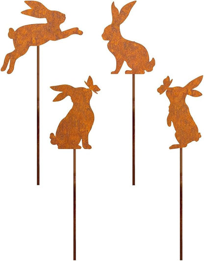 Metal Rusted Animals Garden Stake Artificial Metal Art for Decorations Outdoor Backyards Decors Animal Garden Sculpture