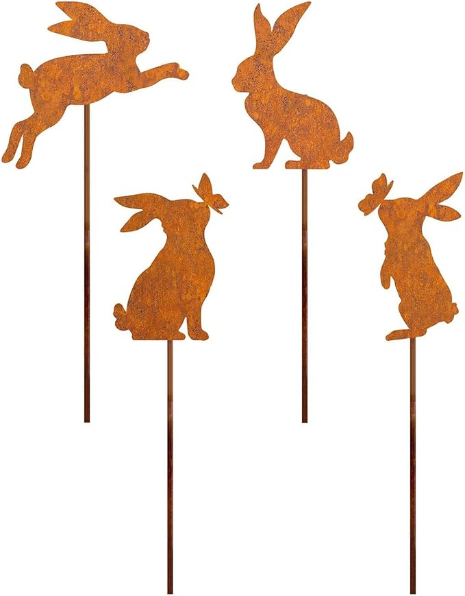 Metal Rusted Animals Garden Stake Artificial Metal Art for Decorations Outdoor Backyards Decors Animal Garden Sculpture