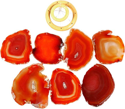 Rockcloud Agate Slices Geode Wind Chime Home Garden Decoration Figurine, 28-33 inches