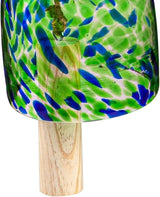 Evergreen Colorful Art Glass Wind Chime | Turquoise Blue| Solid Wood Striker | Natural Deep Tone | 8 Inches Tall | Beautiful Gift for Patio, Garden, Outdoor Home décor