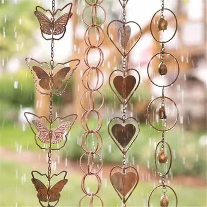 Hanging Rain Chain for Gutters,Metal Decorative Rain Catcher Gutter Chains with Bells,for Outside Garden Patio Home Wall Art Ornaments,Creates Soothing Sound (C)