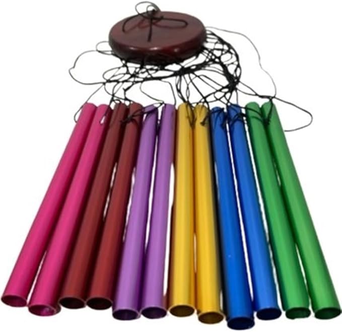 Colorful Wind Chimes Metal Aluminum Multicolor 12 Rods Tubes Rainbow Windchime with Hook Weather Resistant Home Outside Garden Ornament Patio Yard Balcony Entrance Decor