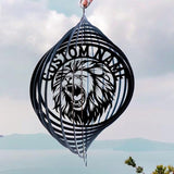 Personalized Lion Metal Wind Spinner, Custom Hanging Sculpture for Outdoor Display, Kinetic Garden Ornament, Strength Symbol Gift (Lion Garden Wind Spinner)