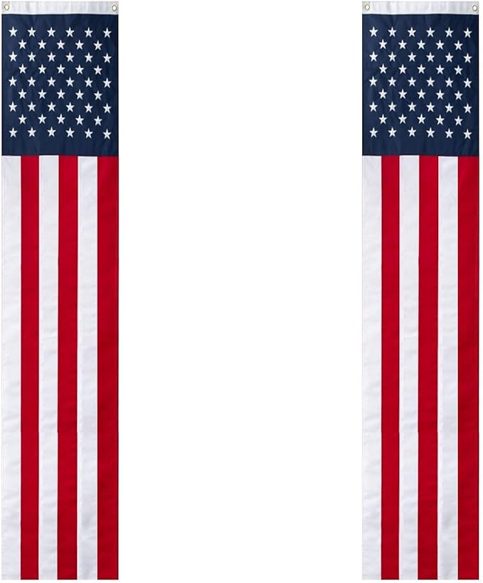 2Pack 65Inch Patriotic American Flags Door Bunting Banner Memorial Day Decoration Hanging Outside Porch Bunting Red White Blue Banner Outdoor Décor 4th of July USA Decor Pulldown for Veterans Labor Presidents Flag Election Day