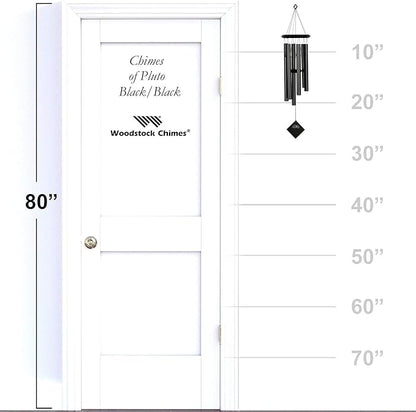 Woodstock Wind Chimes of Pluto Chimes for Outside, 27" Black Wood Small Light Sound Chime Décor for Outdoor Garden, Patio, Porch, Encore Collection