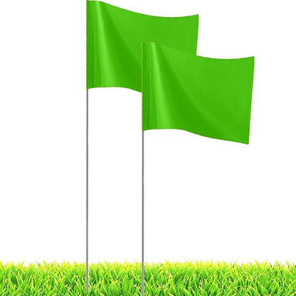 20Pack Green Marking Flags, JIZHGRAD 13x4x5 Inch Marker Flags Use for Yard & Lawn, Boundary & Dog Training, Survey & Landscape, Sprinkler & Surveyor, Garden & Construction, High Visibility, Sturdy, Versatile, UV & Weather Resistant