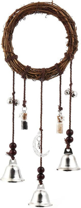Witch Bells for Door Knob for Protection Hanging Bell Wind Chimes Handmade Decorative Bell for Boho Home Room Witchy Decor（Silver one）