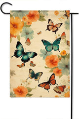 Gkyygk Butterfly Flower Garden Flag 12 x 18 Inch Double Sided Welcome Banners Farmhouse Holiday Outside Decor Burlap Yard Flag