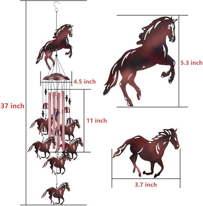 Horse Wind Chimes for Garden, Home, Balcony, Yard, Outdoor Decoration, Horses Chimes, Memorial Wind Bells, Horses Wind Catcher, Blessing Wind Chimes Xmas Gifts for Mom, Grandma, Family, Women, Friends