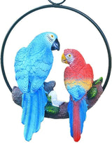 Mini Garden Statues Hanging Iron Ring Parrots, Swing Birds Figurine Sculpture Ornament for Pathways Yard Lawn Home Indoor Outdoor Decorations(Style 3)