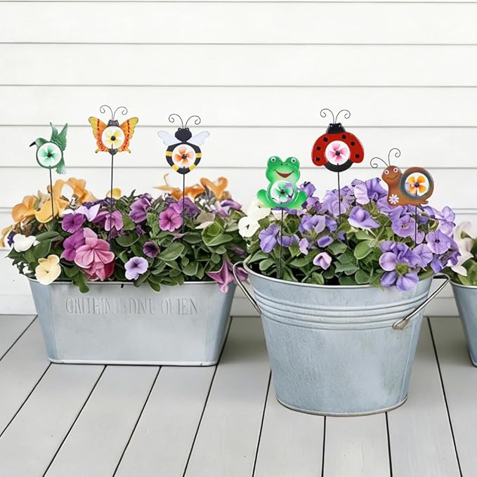 hogardeck Garden Decor for Outside, Metal Animal Pinwheels Decorative Garden Stakes for Spring Decor, Colorful Wind Spinners for Yard Art Outdoor Lawn Porch Pathway Decorations (HGMD-2249)