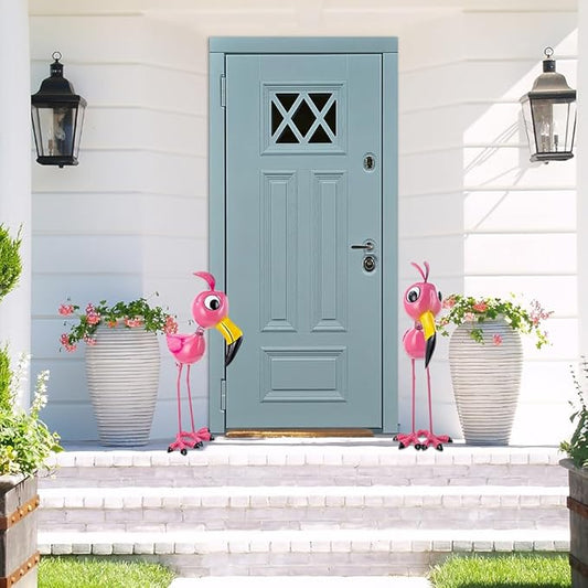 26'' Flamingo Garden Statue, Whimsical Flamingo Metal Yard Art, Pink Flamingos Bird Garden Decor Statue for Outside Yard Porch Patio Decor, Birthday for Women Mom Grandma