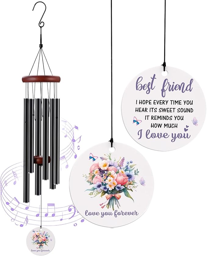 BeauGift Best Friend Birthday Gifts for Women, Wind Chimes Friendship Gifts for Her, Long Distance Wedding Graduation Gift, Home Decor Keepsake for Bestie BFF Friends