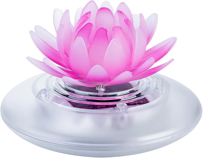 pearlstar Solar Floating Pool Lights Outdoor Pond Decoration Lighting Waterproof Color Changing LED Garden Lotus Lamp for Swimming Pool, Lily Pond, Yard (Lotus-1pack)