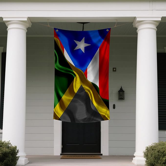 Puerto Rican Puerto Rico And Jamaica Jamaican Flag 3x5 Ft Double-Sided Printed Indoor/Outdoor Flag Polyester Fabric Decorative Banner With 2 Brass Grommets 3x5 Foot National Flags For Outside