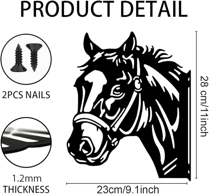 WADORN Farm Horse Silhouette Yard Outdoor Decor, Horse Statues Garden Signs Horse Outdoor Lawn Yard Decoration Animals Ornaments for Fences Horse Signs for Farmhouse Garden Lawn Patio Pathway