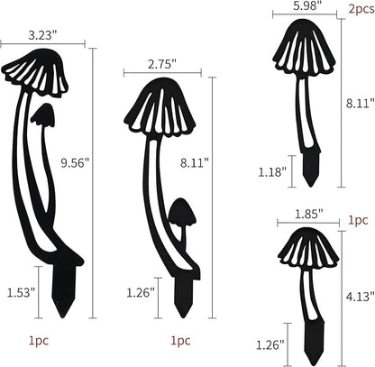 5PCS Metal Mushroom Yard Art - Garden Decorative Stake, Hollow Out Mushrooms Silhouette Statue Decor for Pathway, Floor, Garden, Lawn, Outdoor Decoration