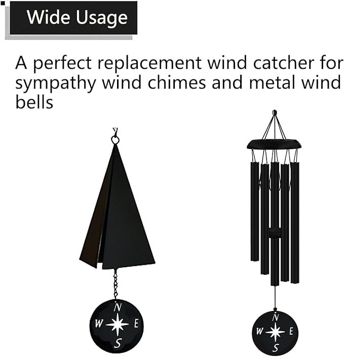 Replacement Wind Catcher, Wind Chime Sail Replacement with 16.4FT Nylon Cord, Metal Wind Chime Parts Replacement for Sympathy Wind Chimes and Wind Bells, Compass Rose