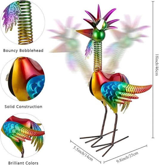 Metal Wacky Rooster Garden Statue, 18'' Rooster Decor Yard Statue Decorations Outdoor, Chicken Yard Art for Outside, Patio, Backyrad, Lawn(Colorful)