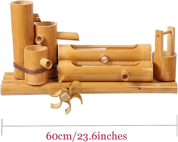 Water Features for The Garden Bird Bath Bamboo Fountain Outdoor WaterFountain is Suitable for Garden Fish Tank Ponds, Etc. to Make It More Exquisite,3(2(60cm/23.6in)