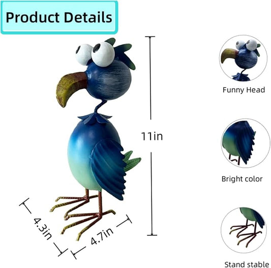 Metal Flamingo Yard Decor Garden Statue Outdoor Art Blue Flamingos Christmas Decorations Sculptures for Patio Backyard Porch Lawn Ornaments Unique Gifts