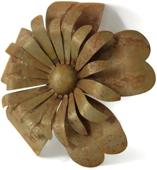 Metal Rustic and Colorful Flower Stakes Ranging from 9.5 to 36 Inches Tall (Sunflower Wall Hanger 14.5" Tall, Naturally Rusted)