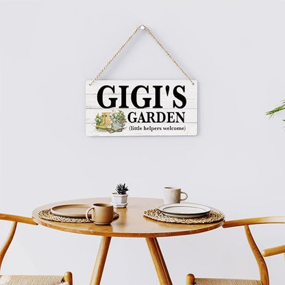 Gigi Gifts Outdoor Garden Wooden Sign Decor, Indoor Garden Decoration Hanging Signs 12x6 Inches, Outdoor Porch Yard Wall Art Decor Sign, Mother's Day Gifts Birthday Gift for Mom Grandma