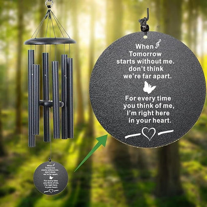 The Wind Chime CO Memorial Wind Chimes, 40" Inch Sympathy Wind Chimes Gift for The Loss of A Loved one, Home Decor Outdoor Garden, Soothing Melodic Tones (Black #1)
