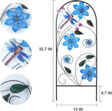 Garden Decor for Outside, YEAHOME 34 Inch Decorative Garden Stakes with Flowers Dragonflies, Metal Spring Yard Decorations for Outdoor Patio Lawn Backyard
