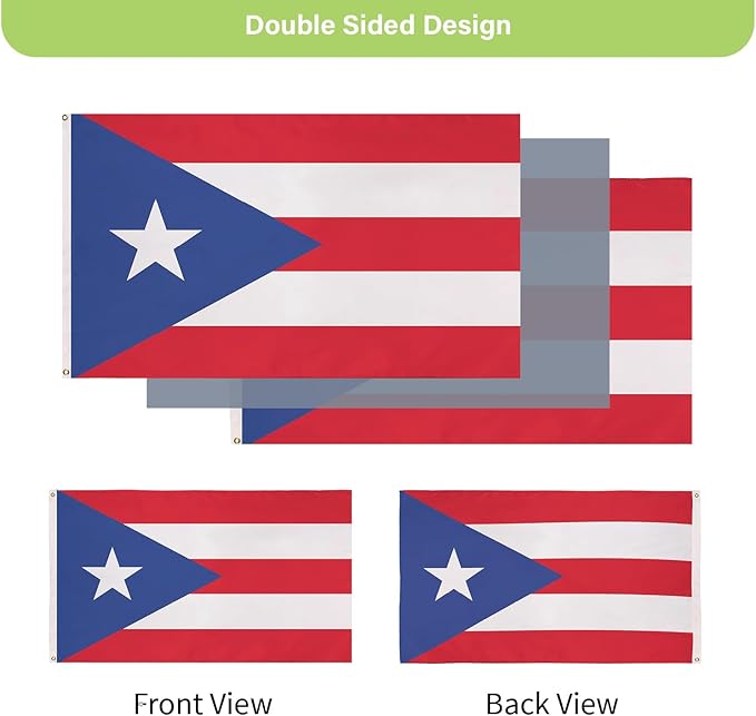 Evergreen Puerto Rico Flag 3x5 flag Outdoor Double Sided, PR Light Blue Pureto Rico Flags for Outside with Grommets, 3-Ply Banners for Garden Patio, Indoor Flag for Wall Decor, Works with Standard Estate Flag Poles