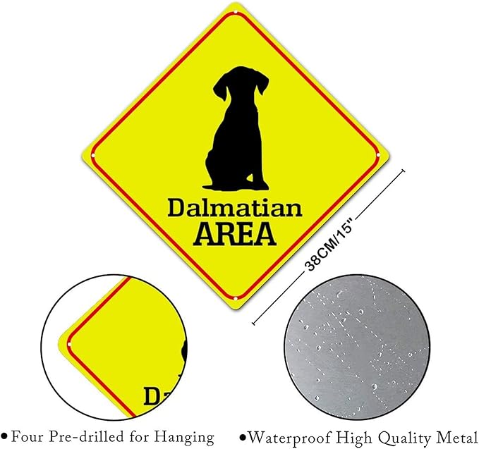 Dalmatian Crossing Xing Sign Beware of Dalmatian Dog Metal Sign Dalmatian Funny Warning Sign Crossing Zone Sign for Farm Yard Front Door Indoor Outdoor Street Sign 15x15in