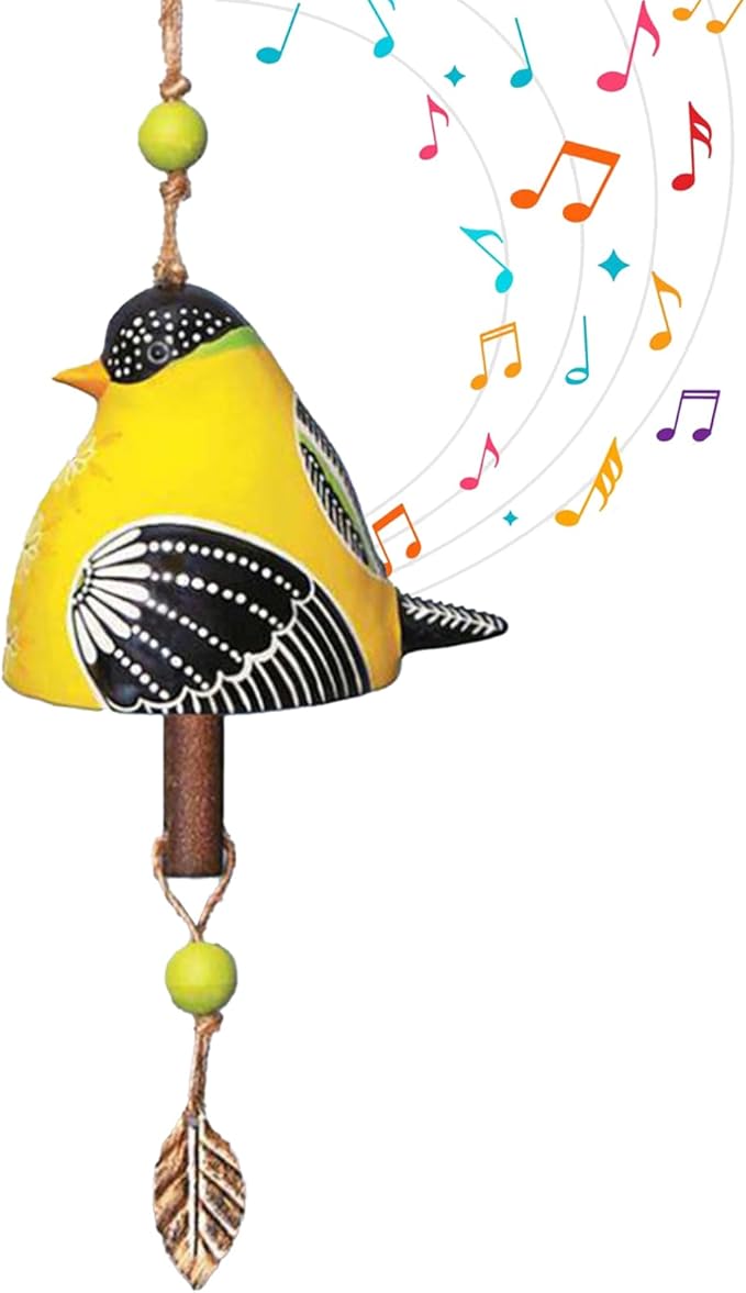 Ceramic Wind Chimes, Loud Rustic Wind Chime with Bronze Bells and Wooden Core for Patio, Porch, Garden, Backyard