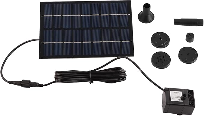 Solar Fountain for Bird Bath, 1.8W Solar Panel Water Pump Kit Outdoor Powered Fountain Decor with 4 Nozzle Long Cable for Small Pond Patio Garden Pool And Fish Tank