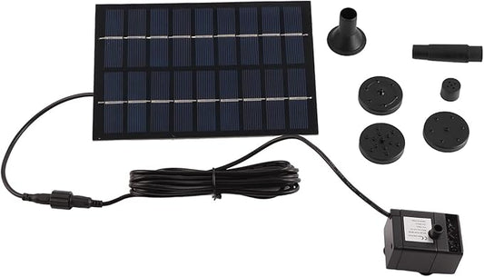 Solar Fountain for Bird Bath, 1.8W Solar Panel Water Pump Kit Outdoor Powered Fountain Decor with 4 Nozzle Long Cable for Small Pond Patio Garden Pool And Fish Tank