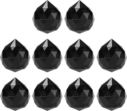 M METERXITY 10-Pack Crystal Ball Prisms, 24mm/0.94 Inch Chandelier Pendant Maker Hanging Crystals Chandelier Prisms for Home/Windows/Garden/DIY Decoration[Black]