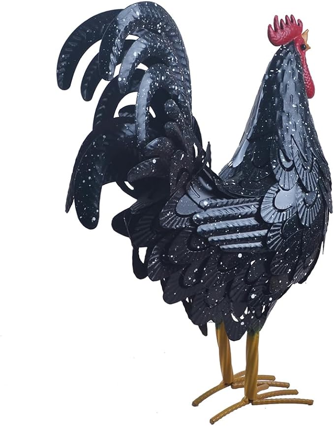 Metal Rooster Statue Garden Chicken Sculpture Decoration Metal Yard Art for Yard Outdoor Indoor Decoration (#L)