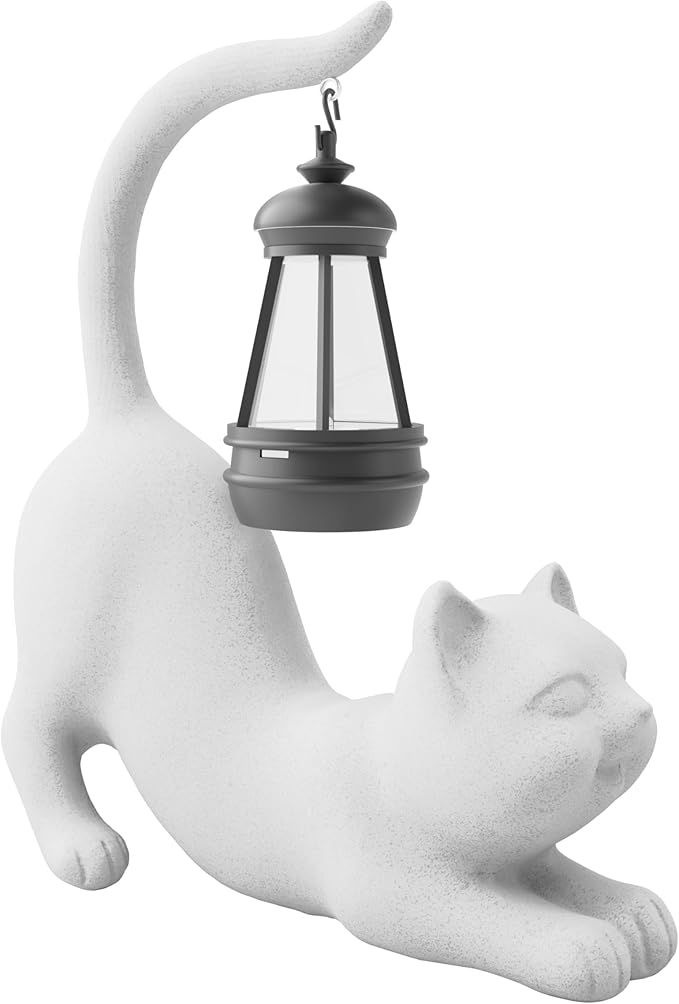 Elephant/Cat Sculpture Lantern Decor - Outdoor Lanterns&Indoor Statue Decorations for Garden,Yard,Porch,Home,Balcony - Gifts for Birthdays,Christmas,Children,Friends,Family,Mom,Women (W - Tail)