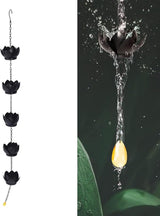 Pssopp Rain Catcher Garden Ornament, Metal Handmade Hanging Lotus Rain Chain for Gardens Porches Gazebos Decks