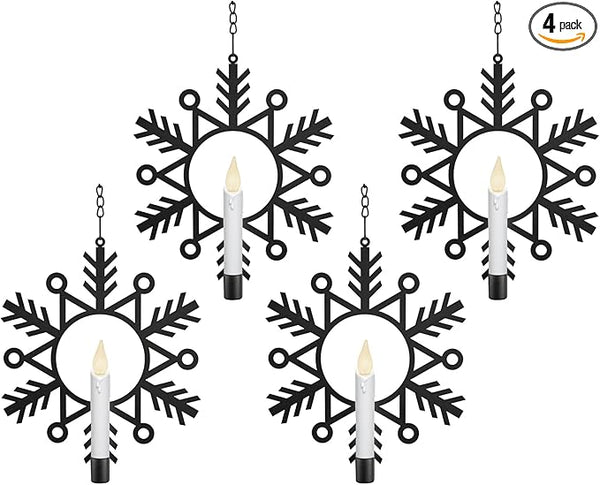 Xodus Innovations CW1510A 4 Battery Powered Metal Snowflake Window Wreaths with Hot Spot Flameless Candle Light and Automatic Timer