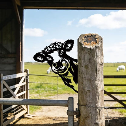 SUPERDANT Metal Peeping Cow Garden Decor for Outside Animals Yard Stakes for Decorations Outdoor Statues Iron Art Stake Decorative Silhouette Lawn Ornament Patio Porch Farmhouse Decoration Gifts