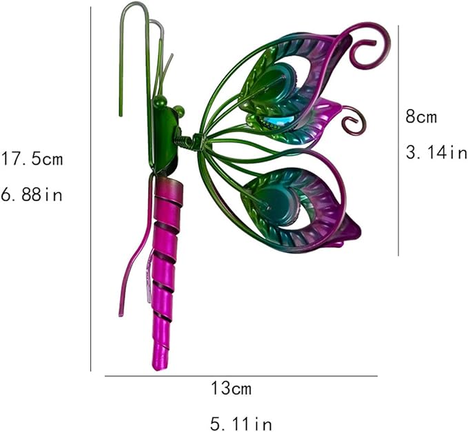 Metal Butterfly Flower Pot Huggers Dreamy Butterflies Planter Hanging Figurines with Color Beads Fill the Body 3.5 Inch Iron Insect Garden Art Sculptures Statues Hanger Ornaments for Yard Fence (A)