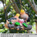 Mini Garden Statues Hanging Iron Ring Parrots, Resin Parrot Hanging Statue, Hanging Birds Figurine for Pathways Yard Patio Office Home Indoor Outdoor Tree Decorations (E)