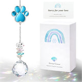 Dog Memorial Gifts for Loss of Dog, Pet Memorial Gifts for Dogs, Thoughtful Bereavement Remembrance Crystal Suncatcher with Sympathy Card (Lake Blue)