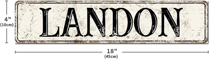 Madcolitote Rustic Landon Wood Signs Landon Street Signs Customized Vintage Wood Plaque Farmhouse Wall Art Wall Decor for Home Bars Clubs Cafes Man Cave Party 4x18in