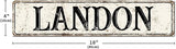 Madcolitote Rustic Landon Wood Signs Landon Street Signs Customized Vintage Wood Plaque Farmhouse Wall Art Wall Decor for Home Bars Clubs Cafes Man Cave Party 4x18in