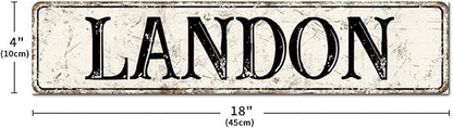 Madcolitote Rustic Landon Wood Signs Landon Street Signs Customized Vintage Wood Plaque Farmhouse Wall Art Wall Decor for Home Bars Clubs Cafes Man Cave Party 4x18in