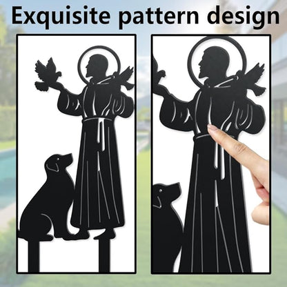 WADORN Jesus Bird Dog Decorative Silhouette Garden Stakes, Religious Metal Stakes Statues Ornaments Lovers Gifts Yard Art Black Silhouette Yard Outside Decor for Backyard Patio, 7.5x13.8 Inch